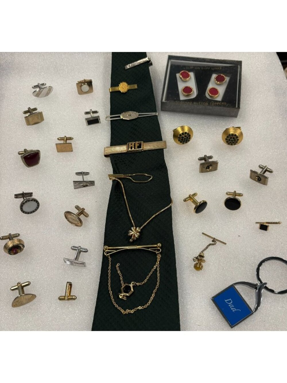 Vintage Cuff Links, Tie Bars Clasps Mens Accessories Lot